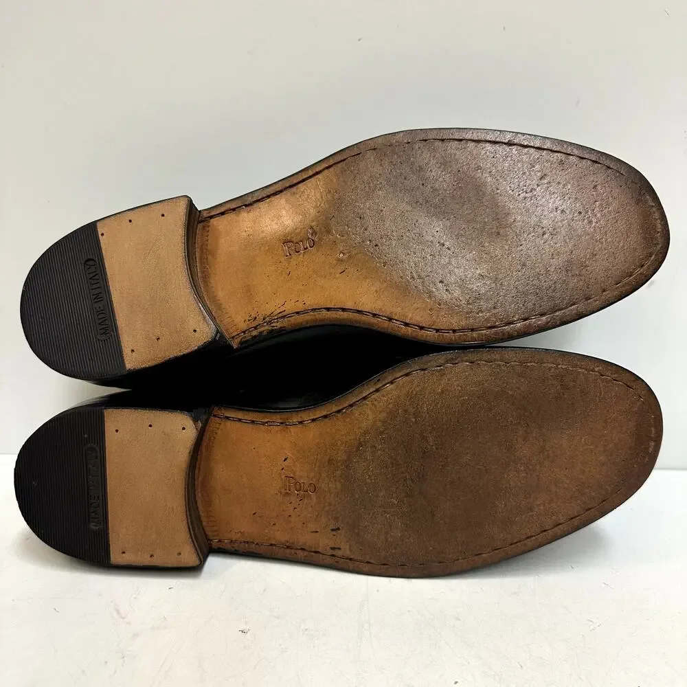 NEW HEELS Polo Ralph Lauren Penny Loafer Black Calf Weltline Made in Italy 9.5 D